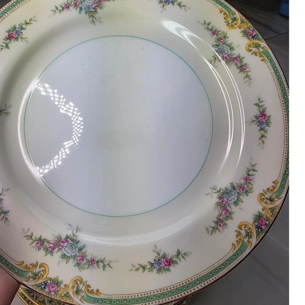 Noritake China Plaza Dinner Plates Set‎ of 5 Vintage Floral Gold Trim Japan 10